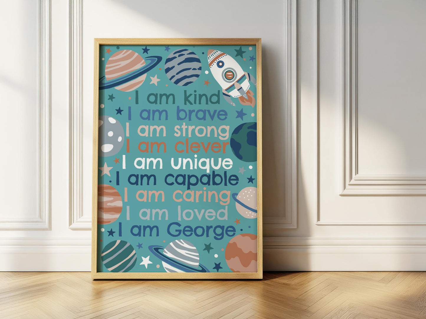 Space affirmation print: personalised nursery decor