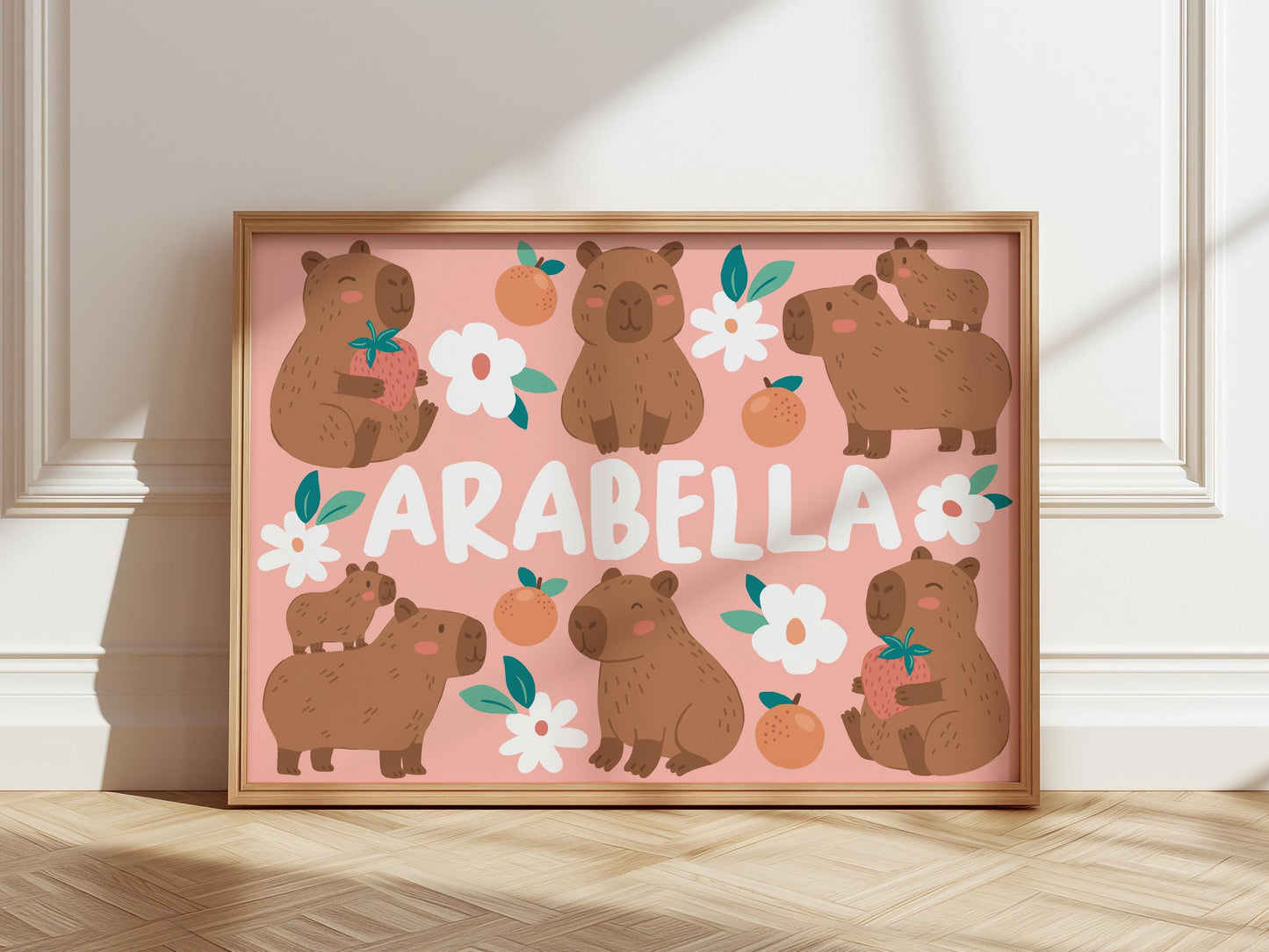 Personalised capybara print: children's wall art, nursery decor