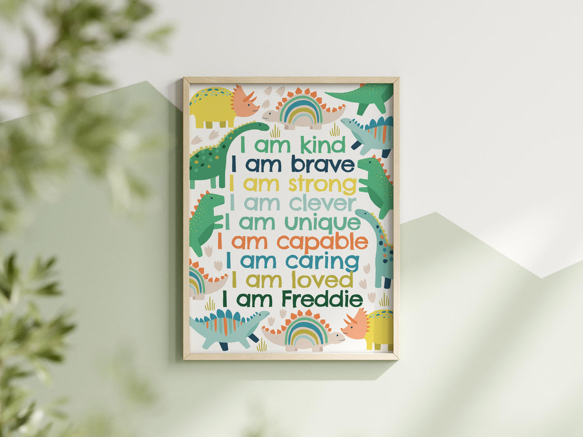 Dinosaur affirmation print: personalised kids room decor