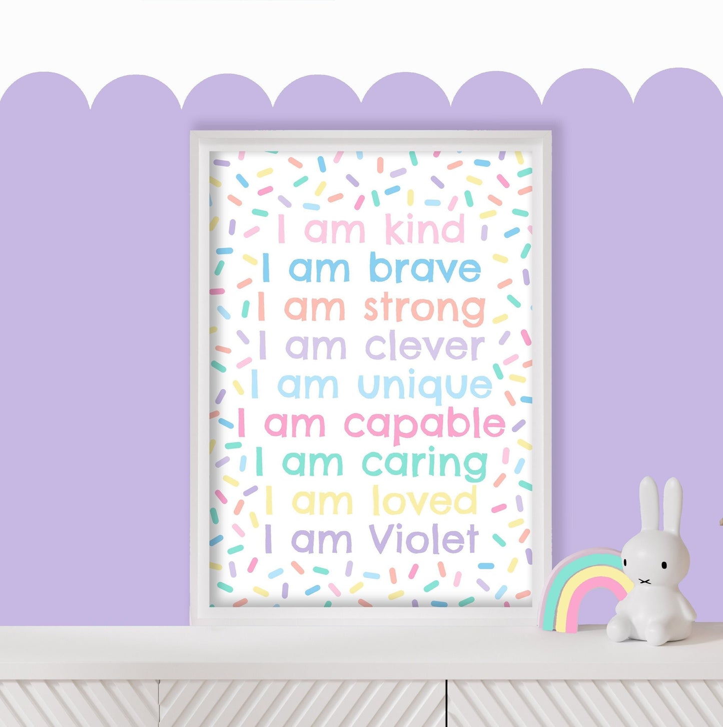 Personalised sprinkles affirmation print: kid's nursery decor