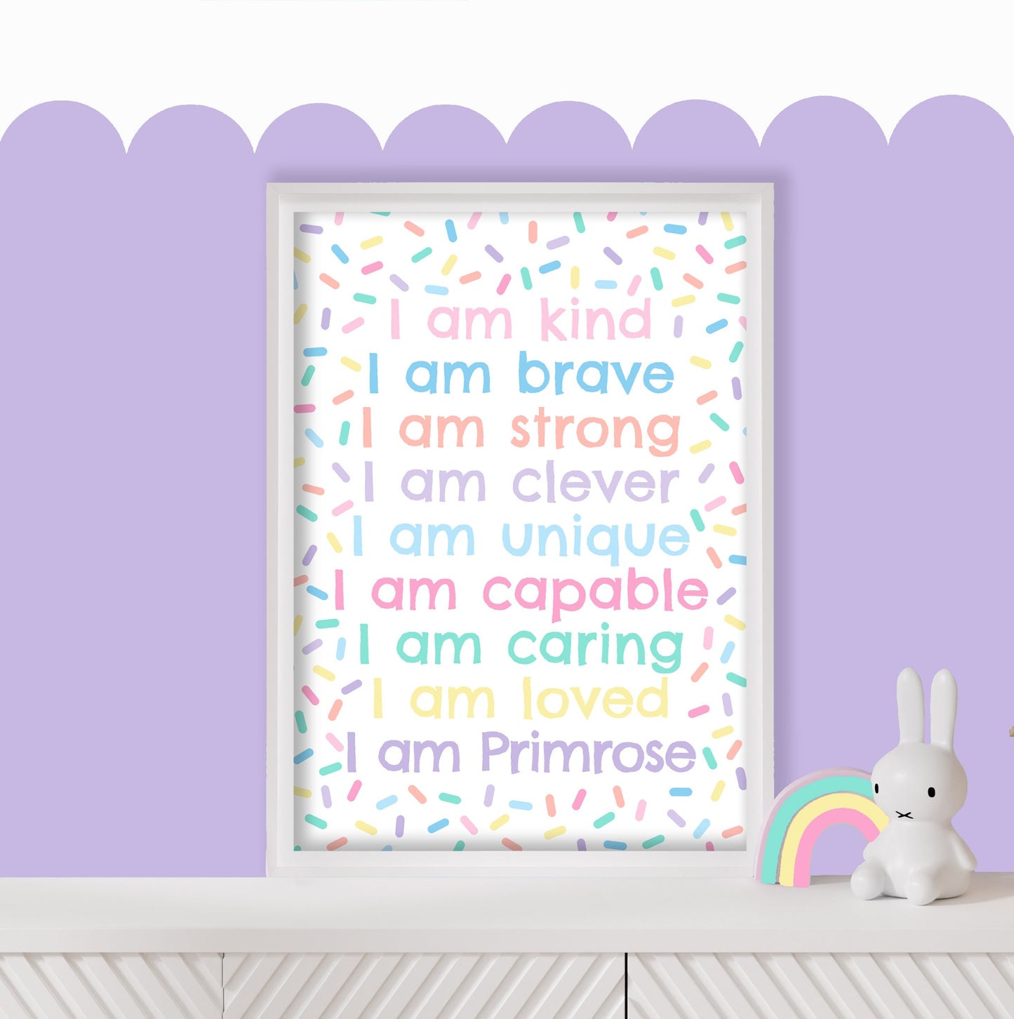 Personalised sprinkles affirmation print: kid's nursery decor