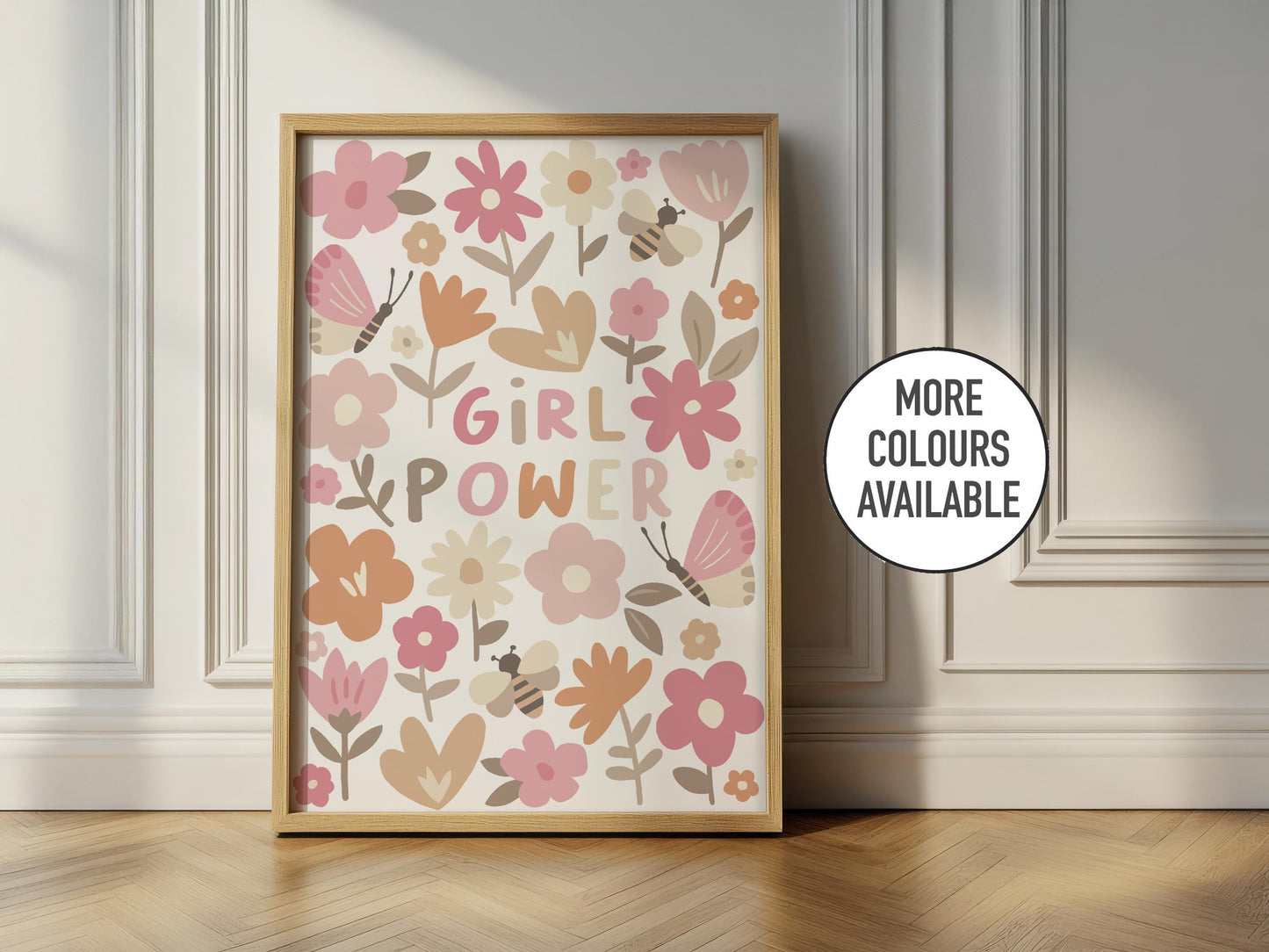 Girl Power Floral Nursery Print:Kids Wall Art