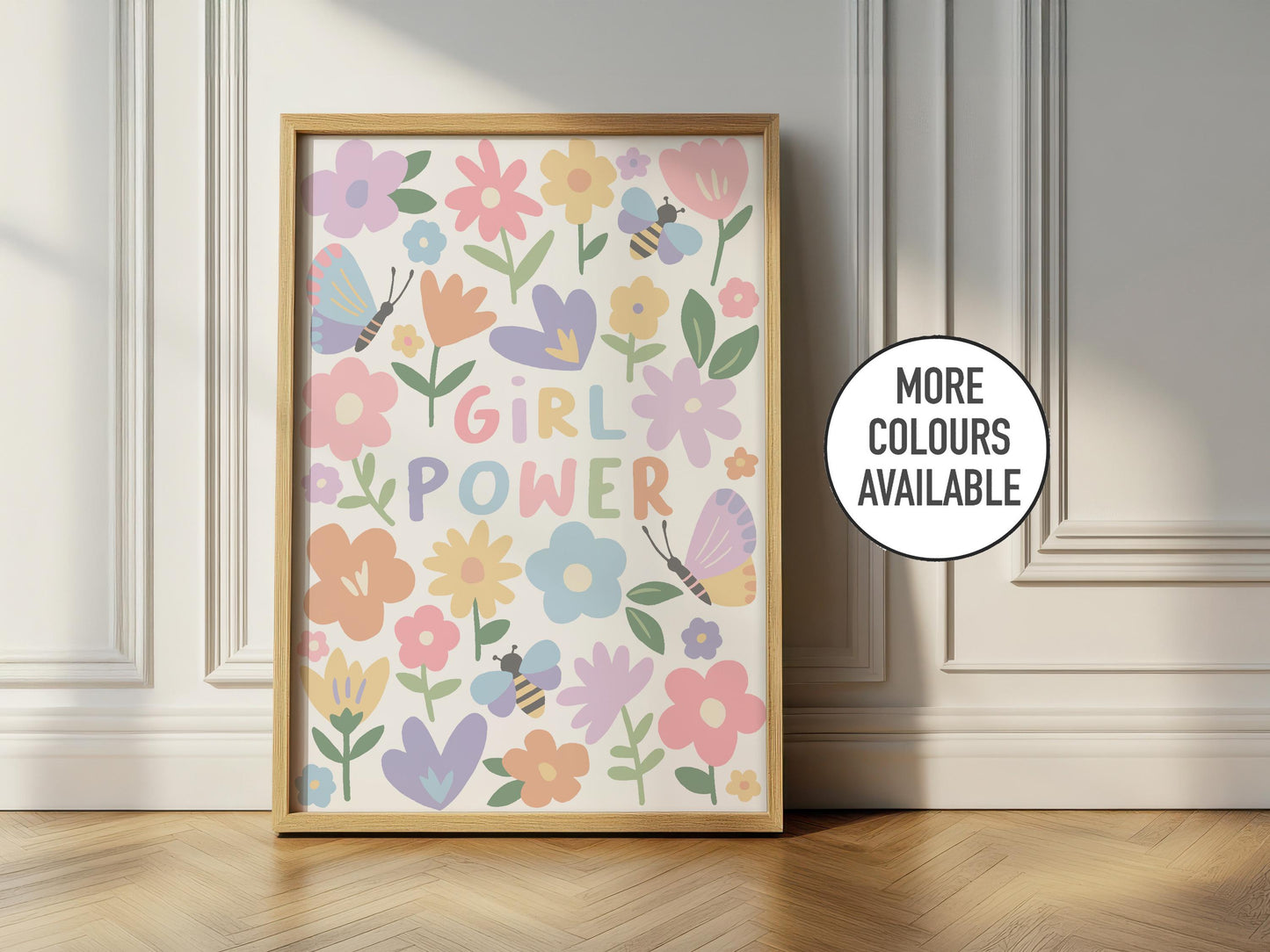 Girl Power Floral Nursery Print:Kids Wall Art