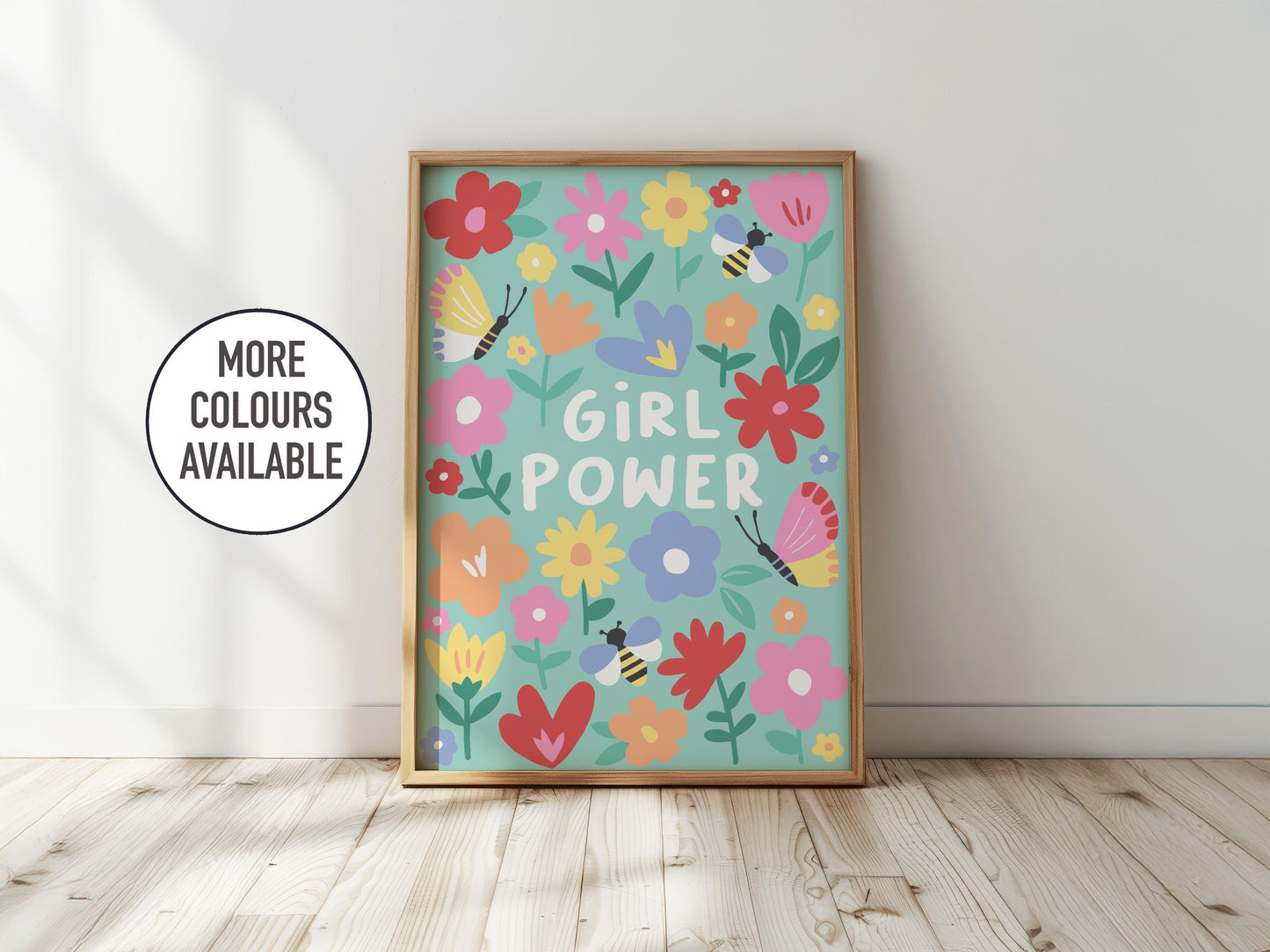 Girl Power Floral Nursery Print:Kids Wall Art