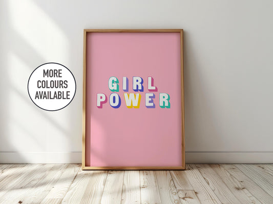 Girl Power Print: Fun Colorful Nursery, Playroom Wall Art