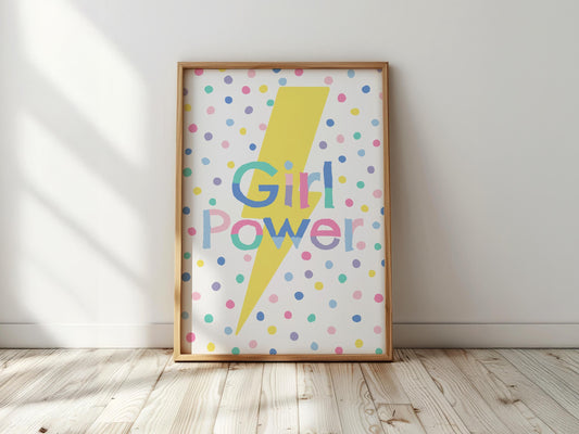 Girl Power Print: Lightning Bolt, Colorful Kids Wall Art