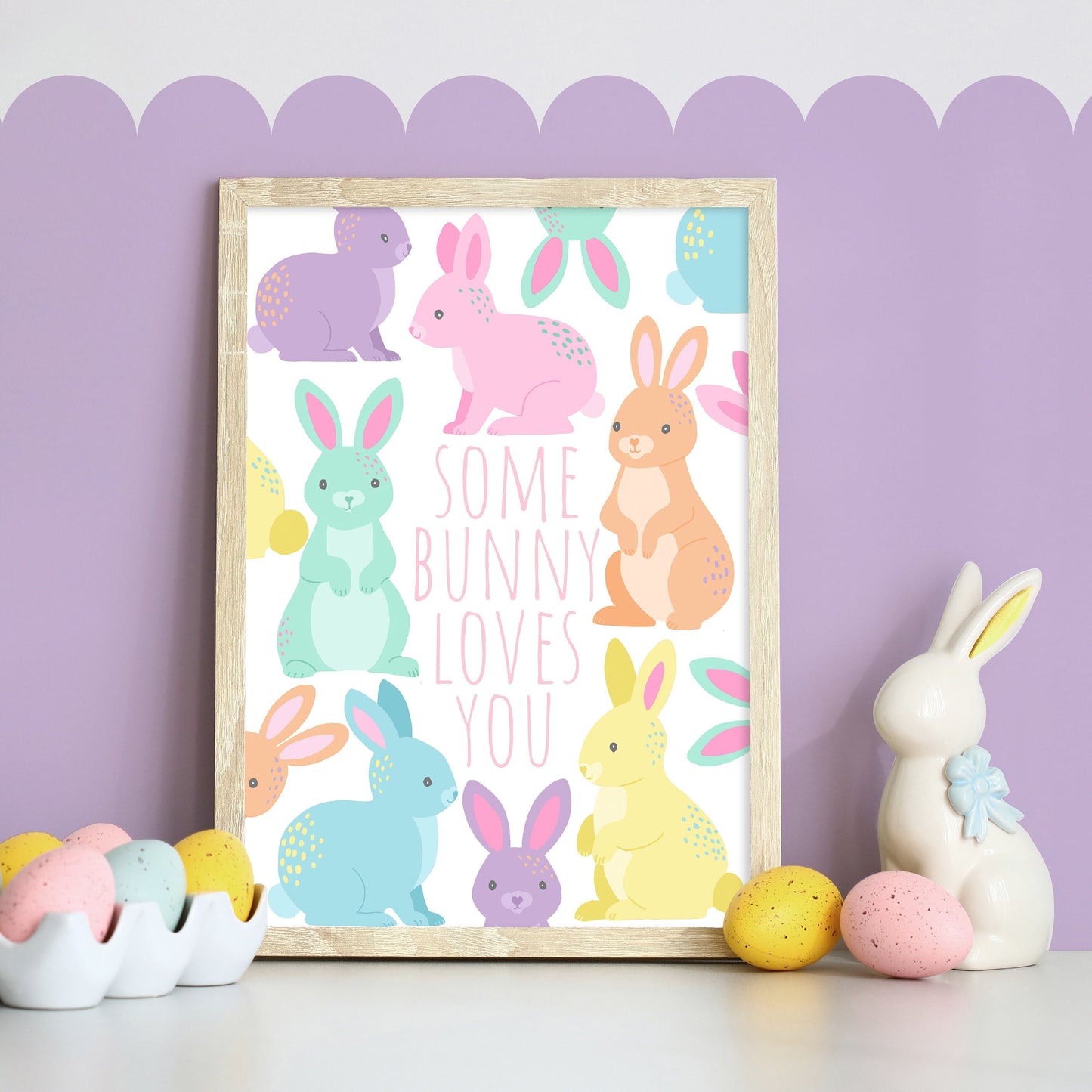 Some Bunny Loves You Print: Pastel Easter Wall Art