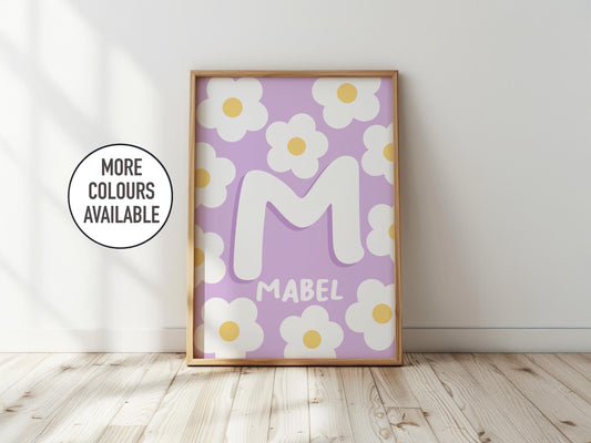 Personalised Floral Initial Print: Custom Nursery Decor