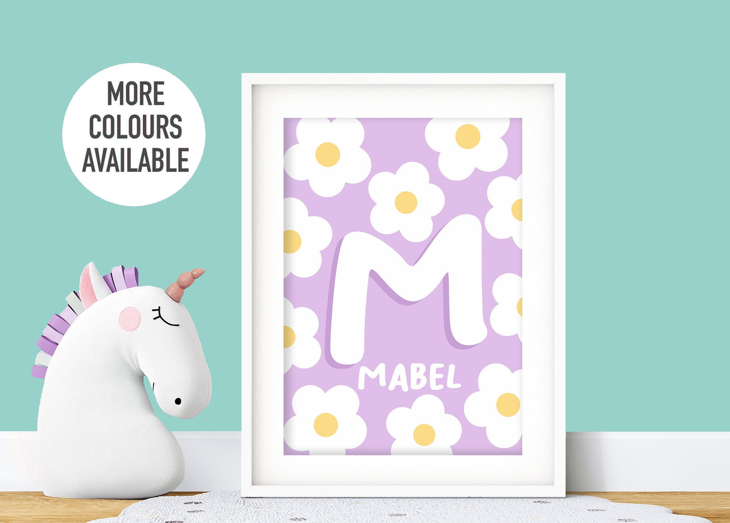 Personalised Floral Initial Print: Custom Nursery Decor
