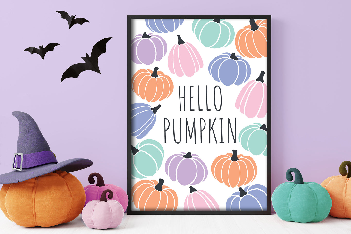 Hello Pumpkin - Pastel Halloween, Autumn Print, Gallery Wall Art