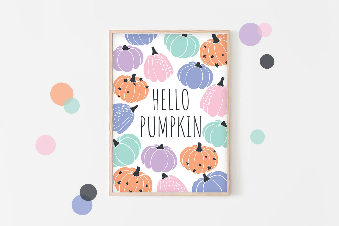 Hello Pumpkin - Pastel Halloween, Autumn Print, Gallery Wall Art