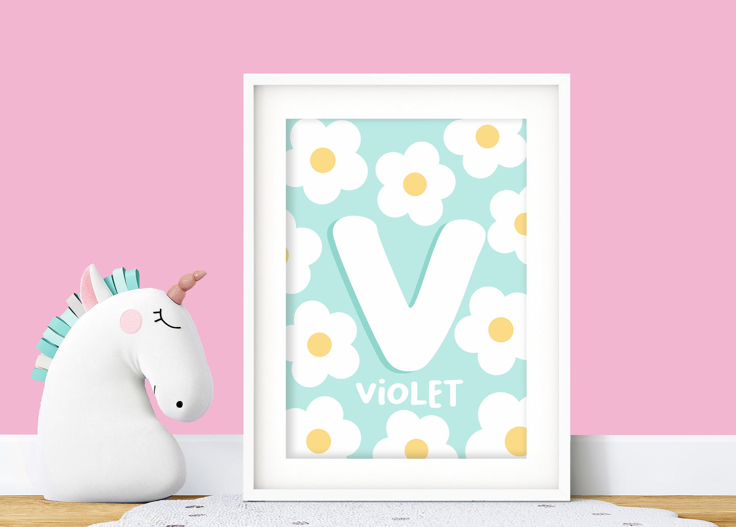 Personalised Floral Initial Print: Custom Nursery Decor