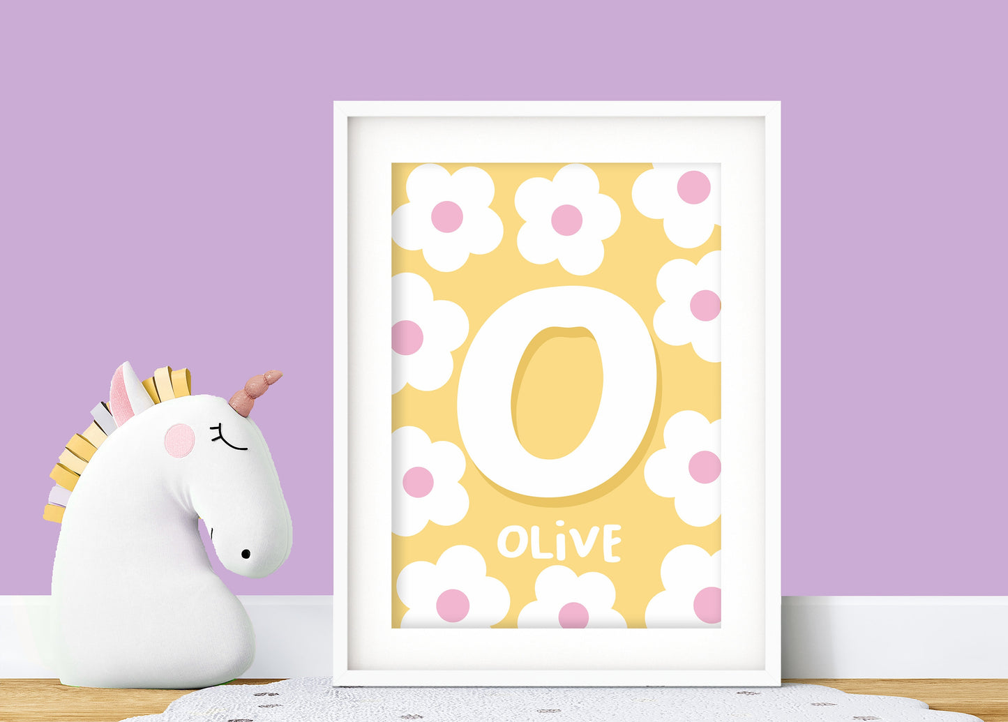 Personalised Floral Initial Print: Custom Nursery Decor