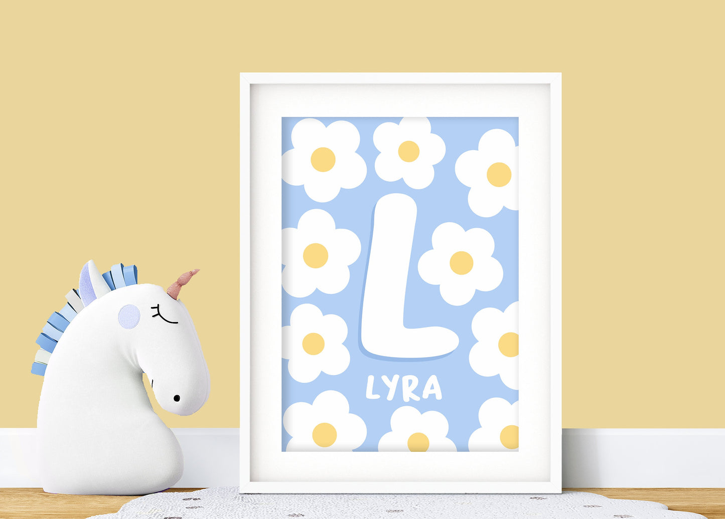 Personalised Floral Initial Print: Custom Nursery Decor
