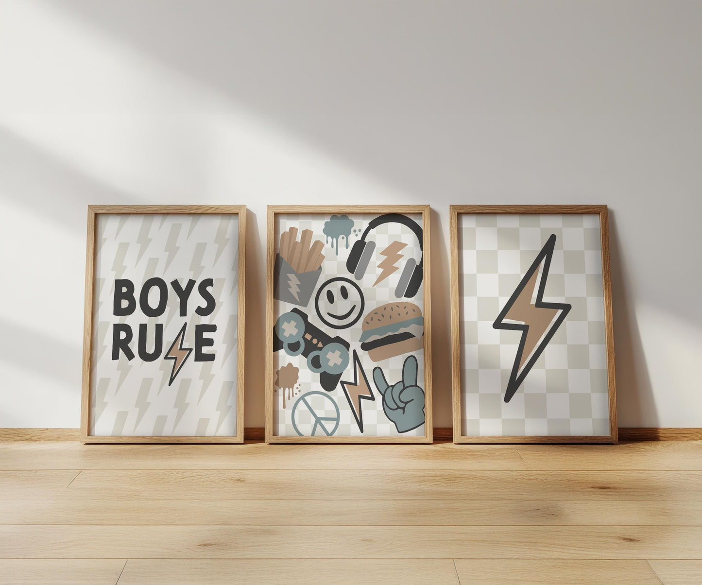 Boys Rule Print Set: Playroom Wall Art
