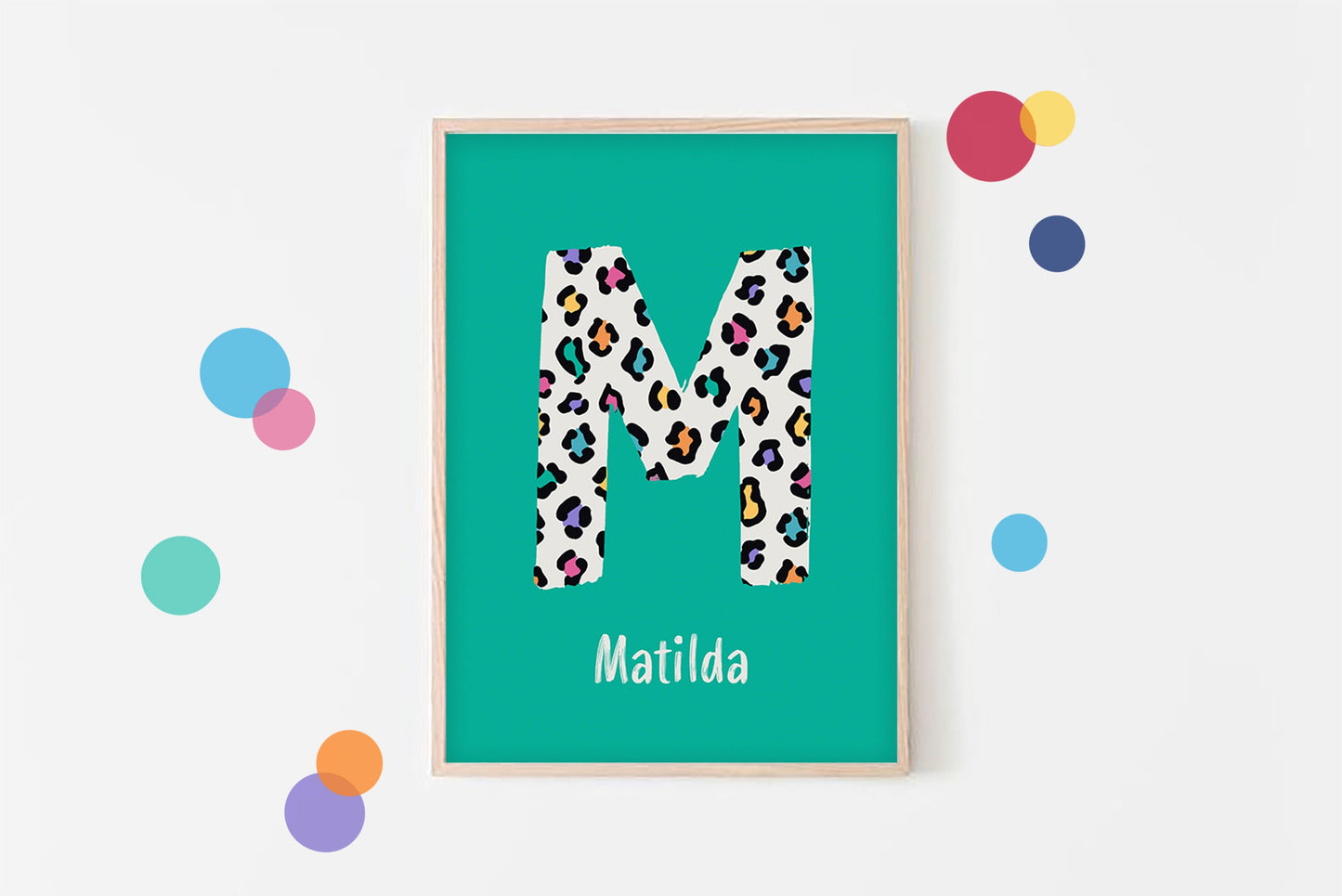 Personalised Leopard Initial Print: Colorful Kids Room Decor