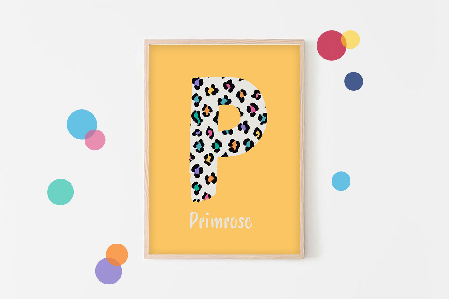 Personalised Leopard Initial Print: Colorful Kids Room Decor
