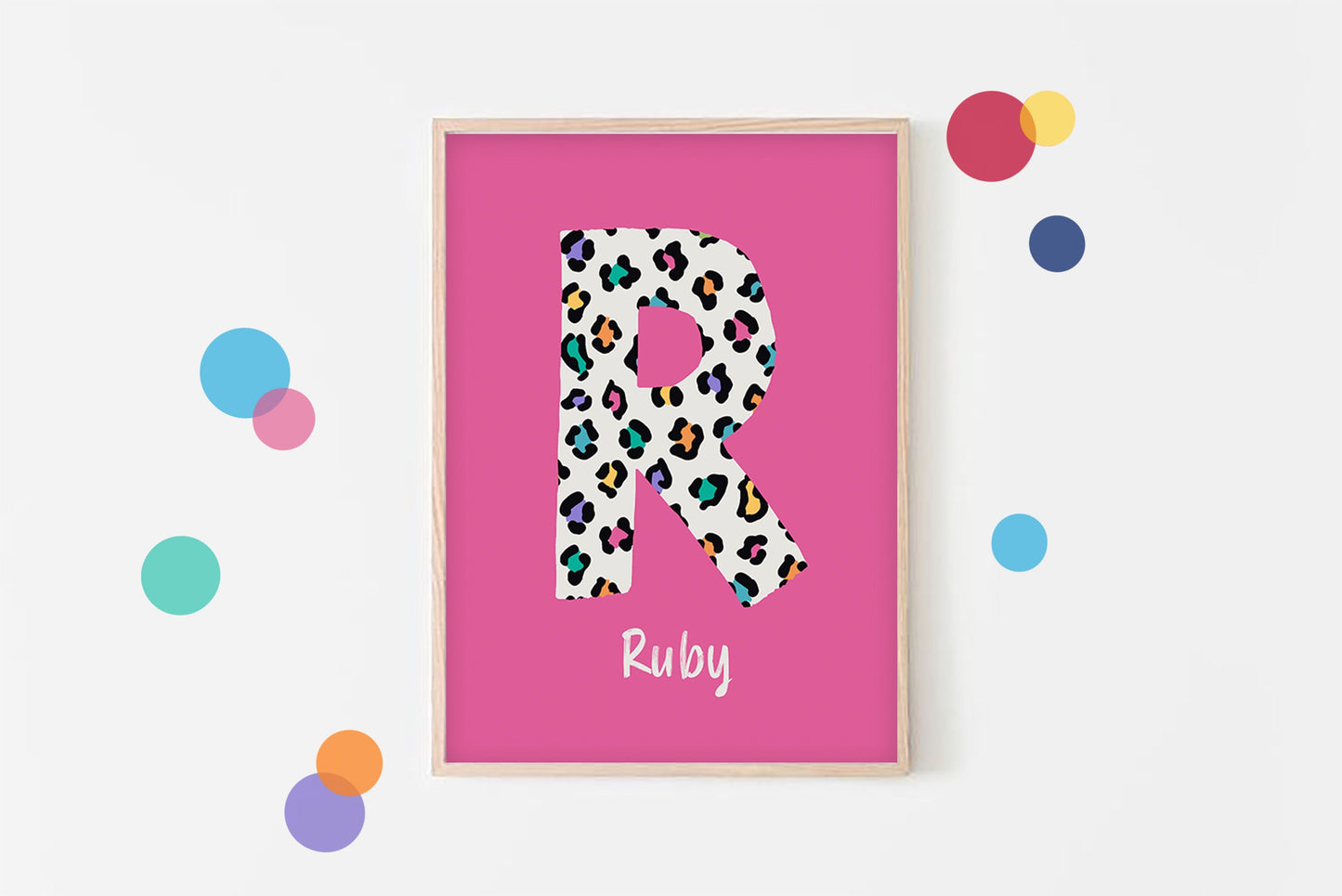 Personalised Leopard Initial Print: Colorful Kids Room Decor