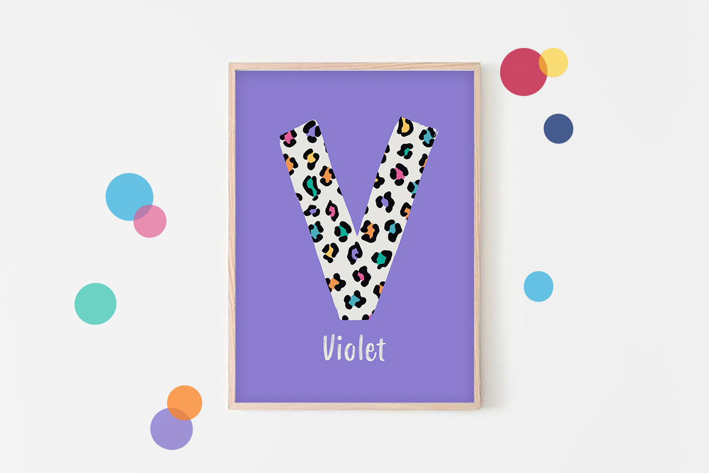 Personalised Leopard Initial Print: Colorful Kids Room Decor