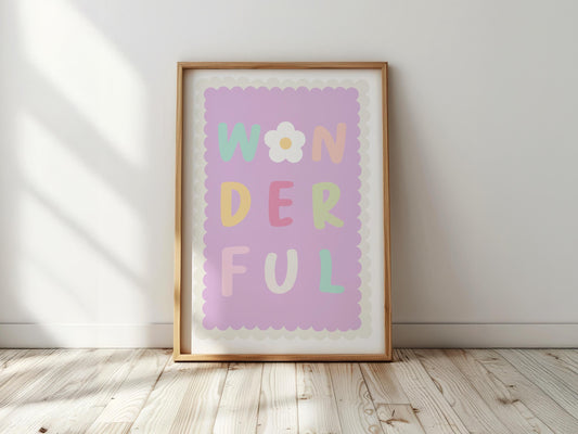 Wonderful - Kid's Nursery Poster, Children's Bedroom Print, Art, Bedroom Decor