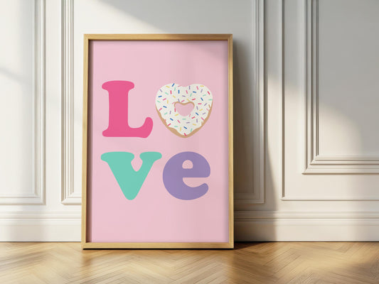 Love Doughnut Print: Sweet Playroom Wall Art