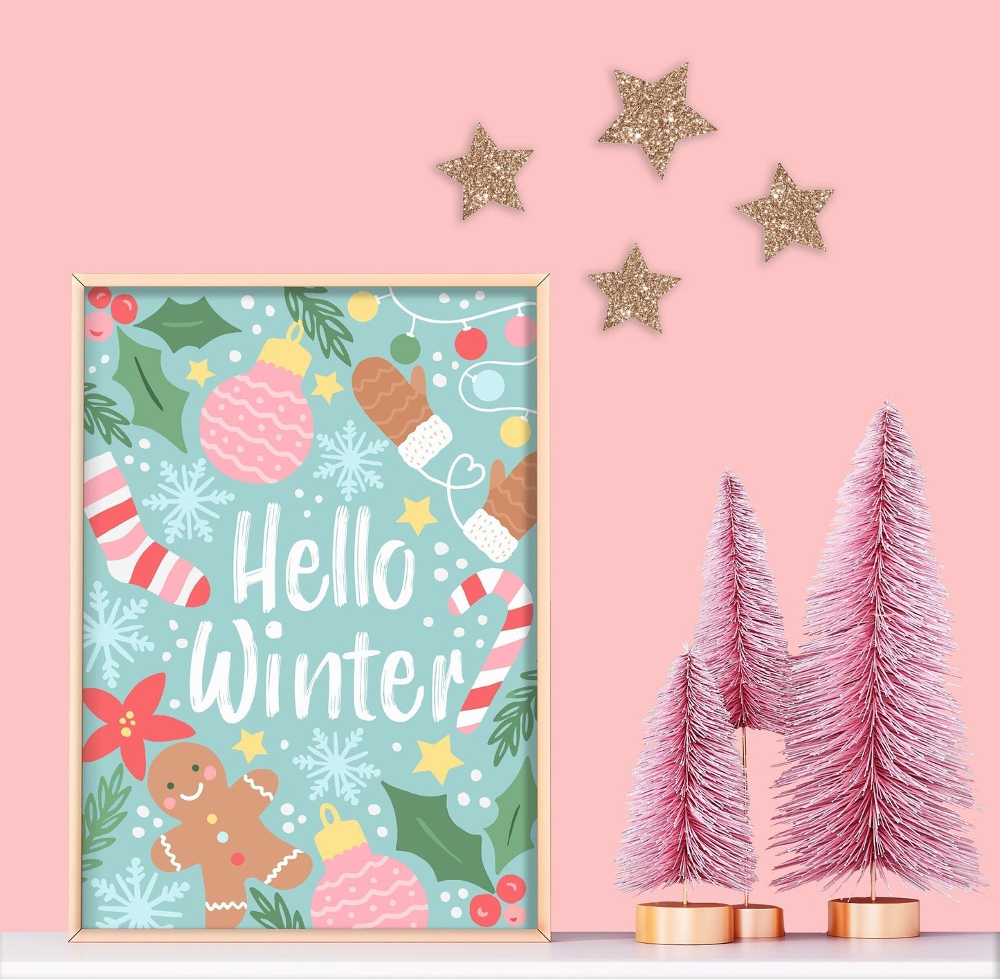 Hello Winter Print: Festive Christmas Wall Art for Nursery