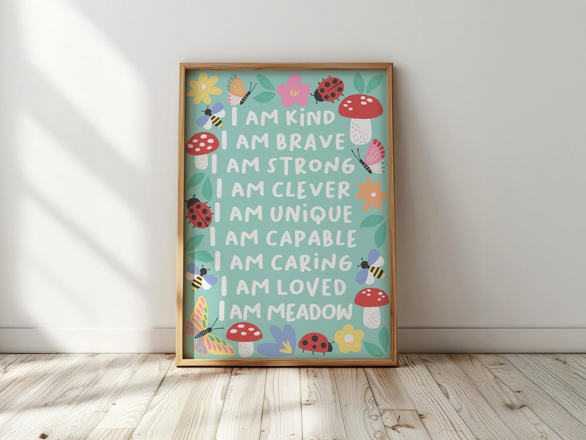 Woodland affirmation print: personalised nursery decor