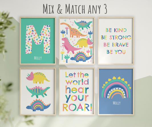 Dinosaur Nursery Art Prints: Mix & Match Set of 3