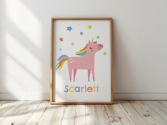 Personalised Unicorn Print: Girls Nursery Decor