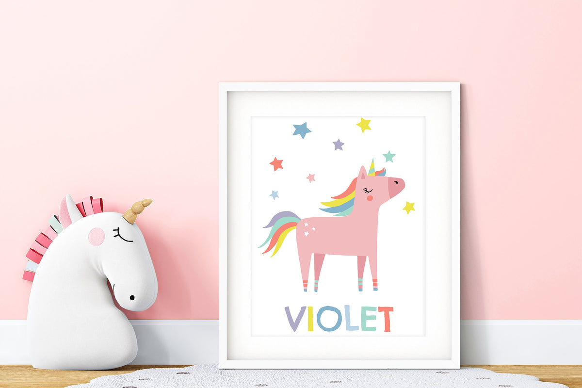Personalised Unicorn Print: Girls Nursery Decor