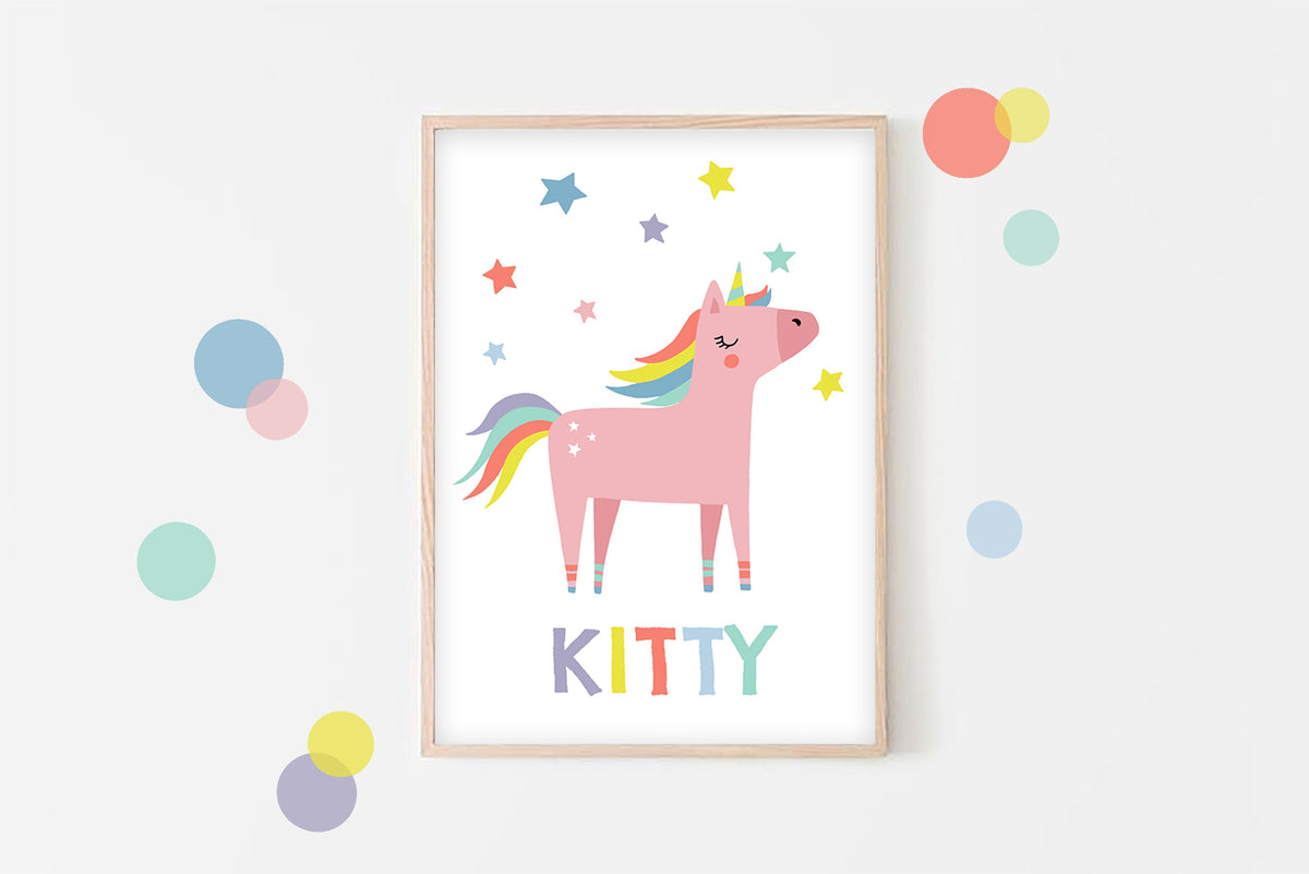 Personalised Unicorn Print: Girls Nursery Decor