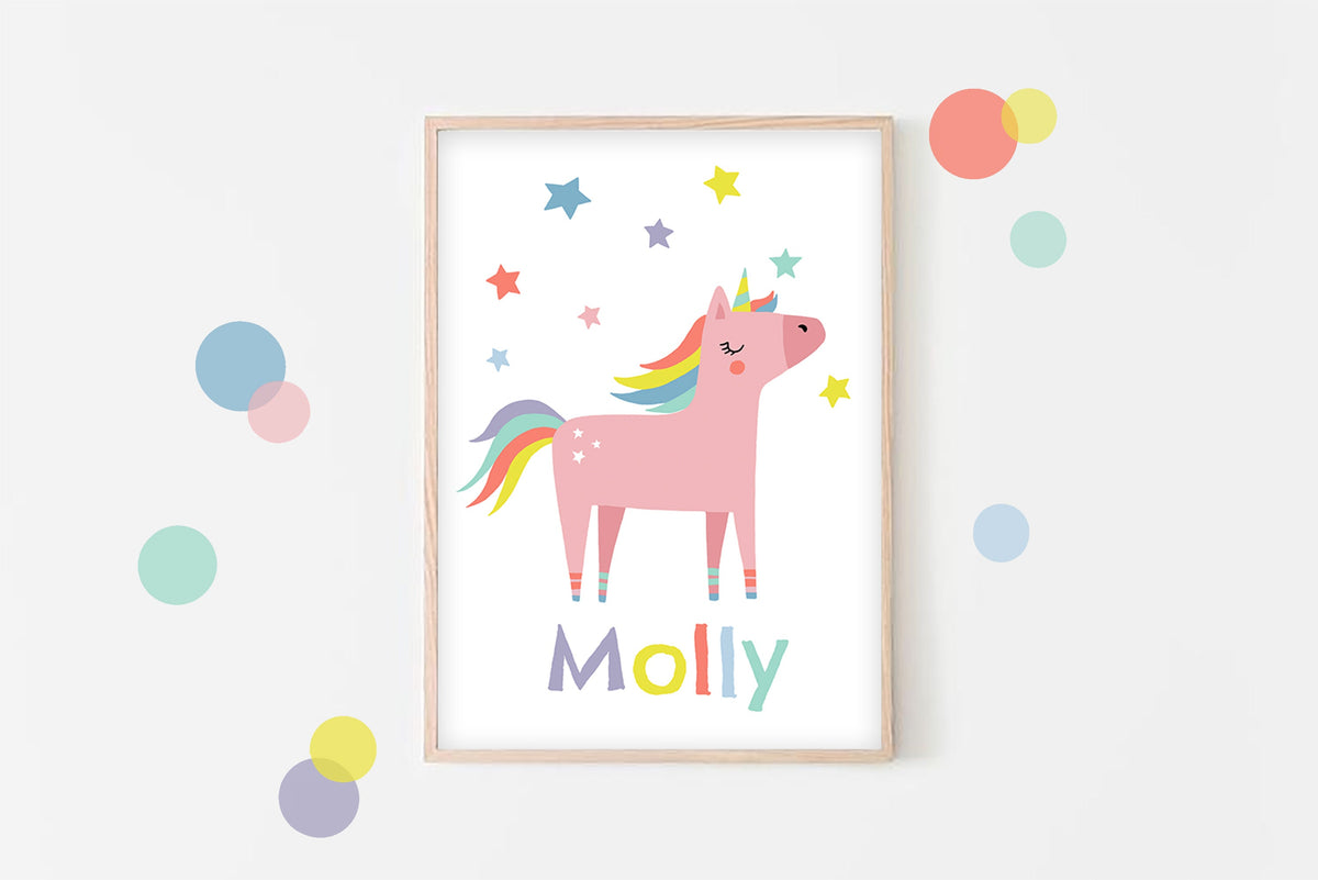 Personalised Unicorn Print: Girls Nursery Decor