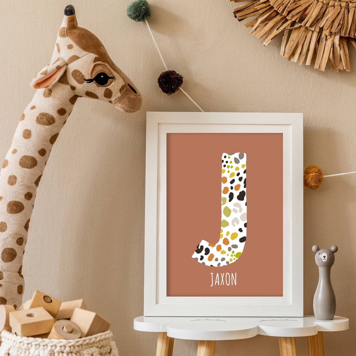 Personalised Animal Initial Print: Custom Nursery Decor