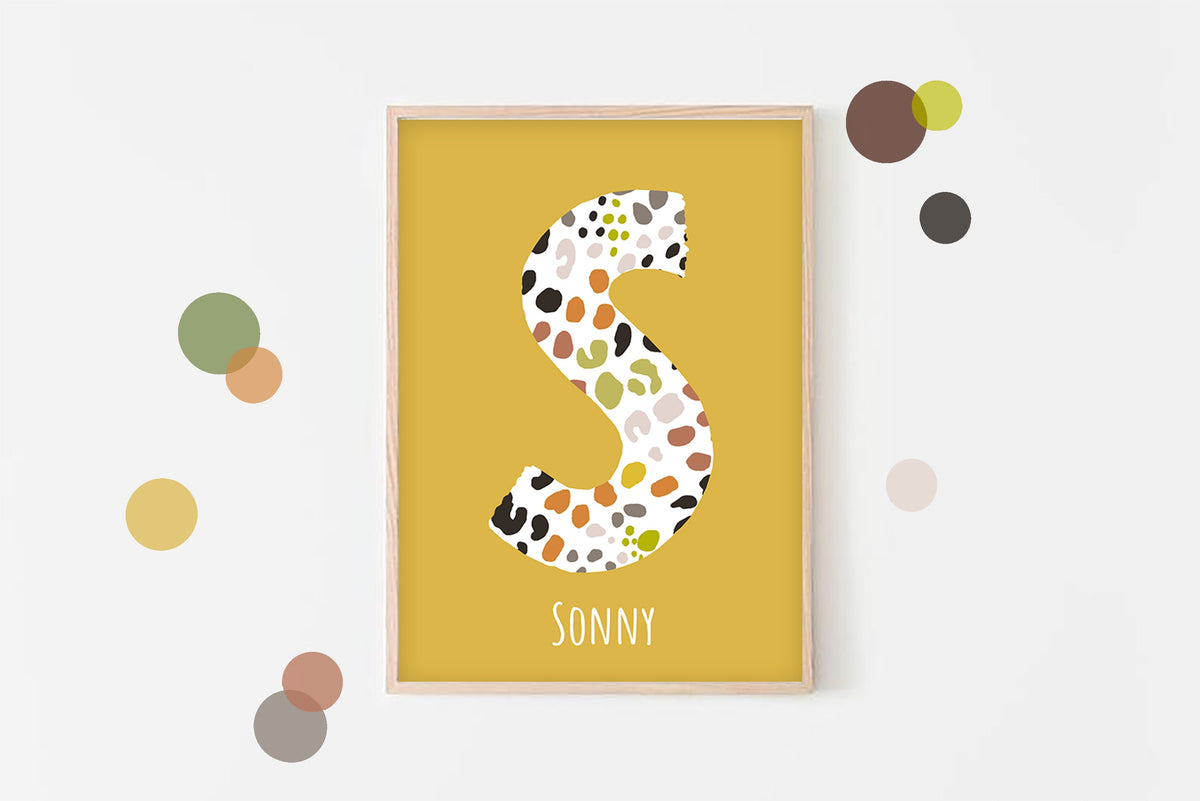 Personalised Animal Initial Print: Custom Nursery Decor