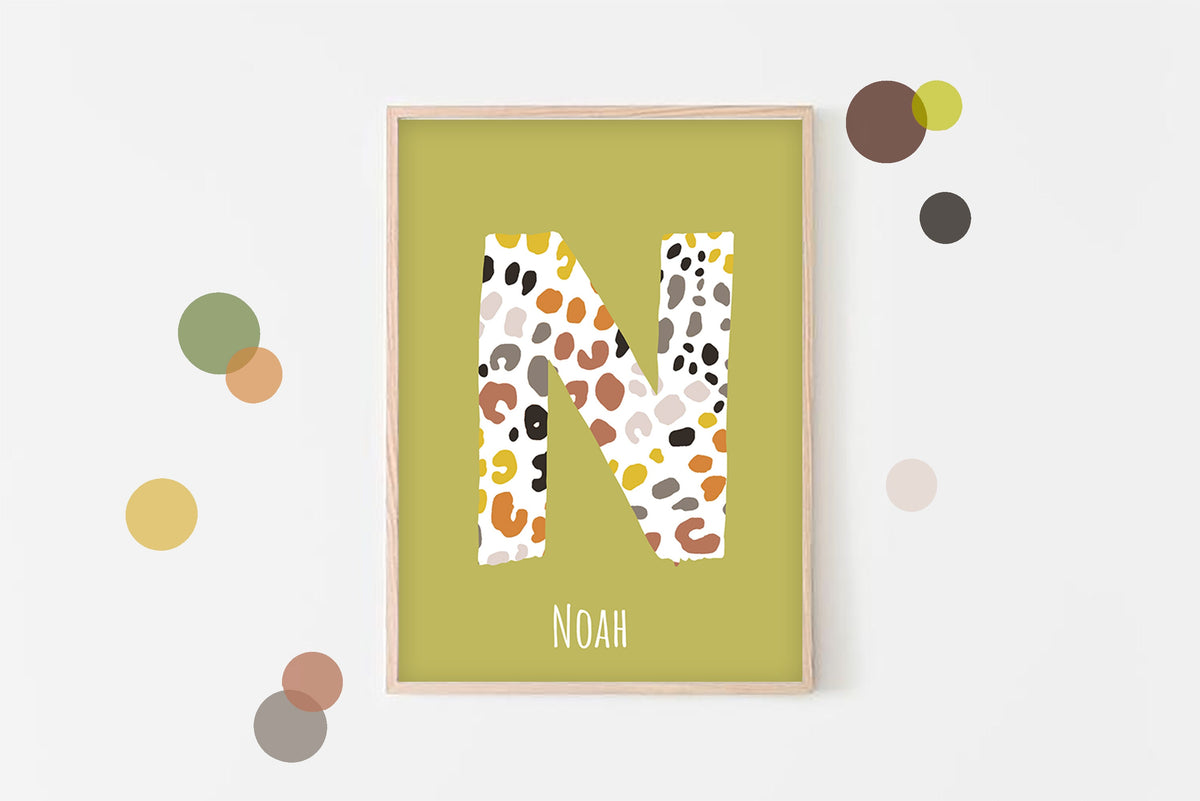 Personalised Animal Initial Print: Custom Nursery Decor