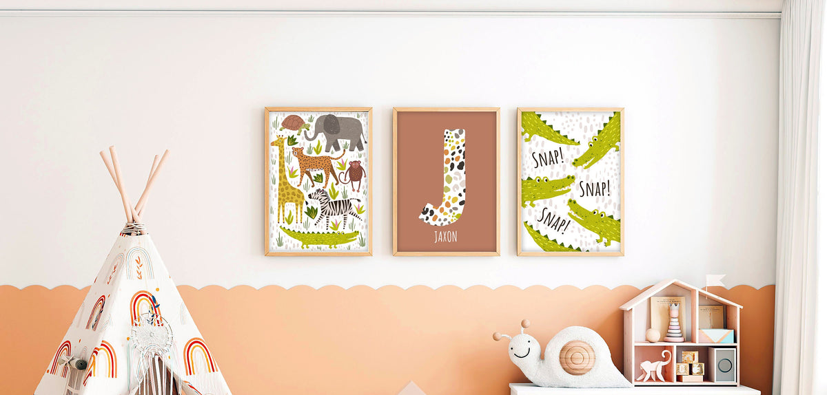Personalised Animal Initial Print: Custom Nursery Decor