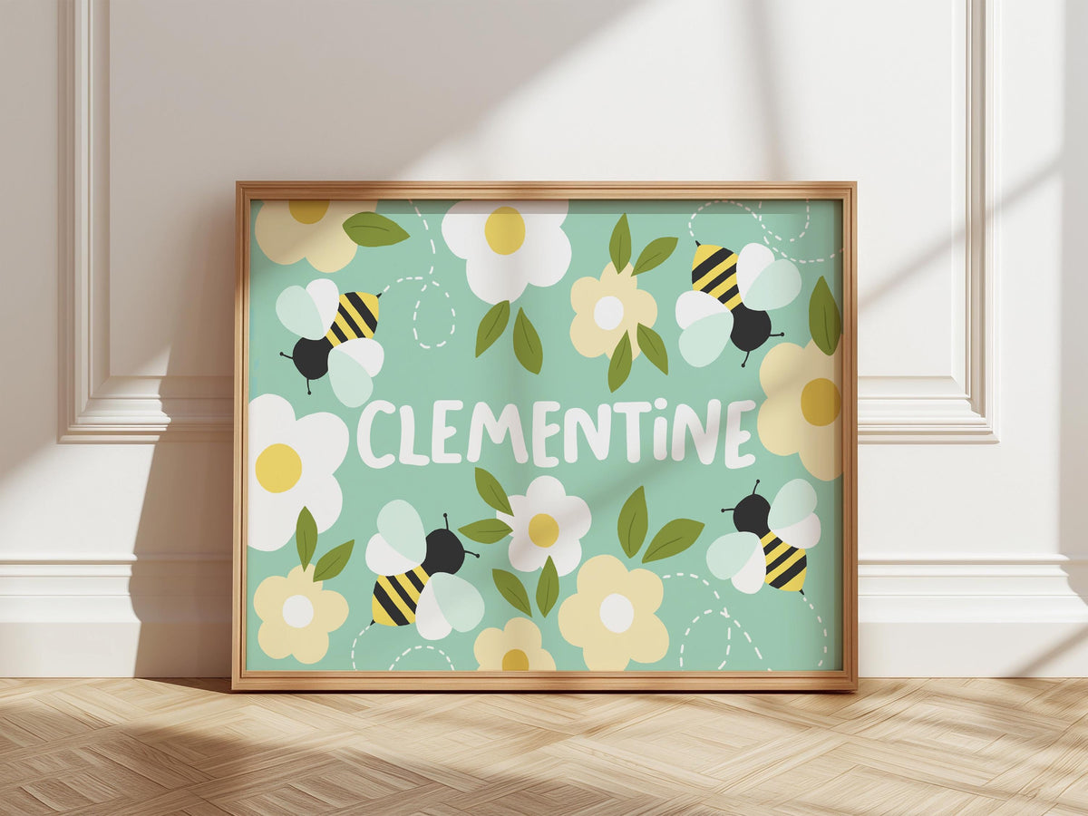 Personalised Bumble Bee Print: Children's Playroom Wall Art
