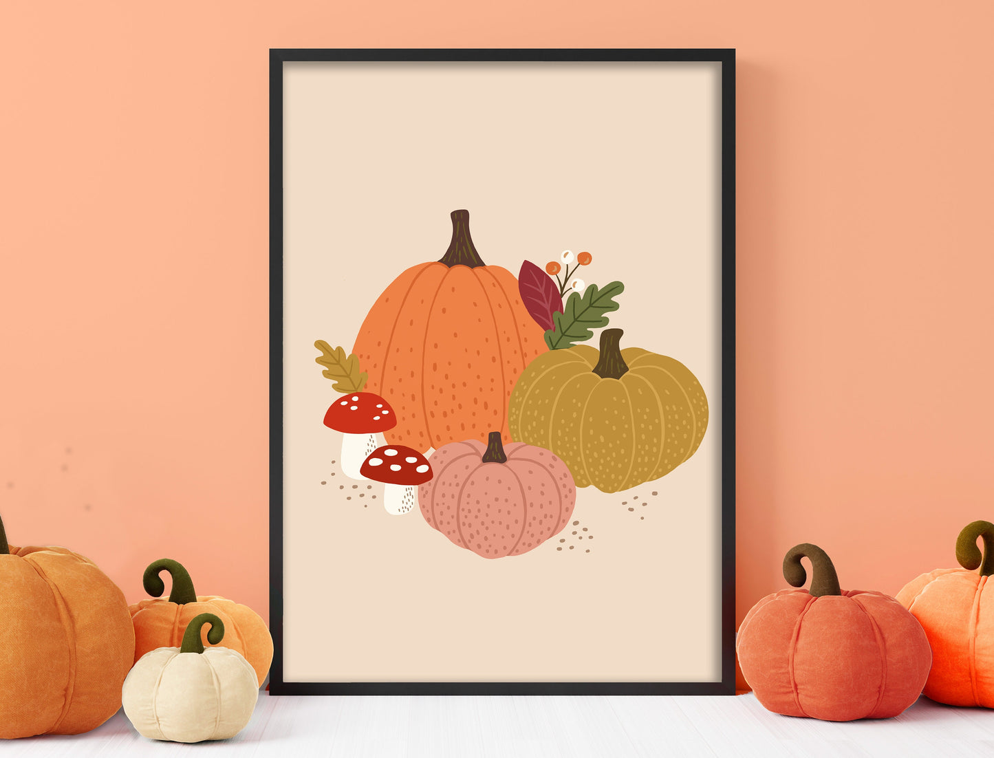 Autumn Pumpkins - Autumn Print, Gallery Wall Art, Halloween Decor, Cosy Fall Poster