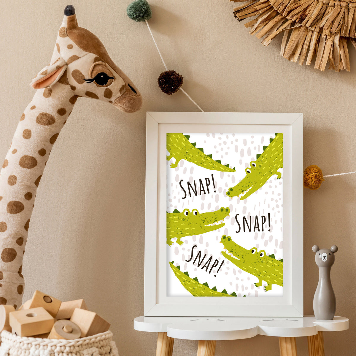 Crocodile nursery print: playroom wall art