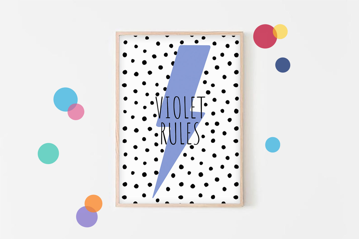 Girls Custom Name Print: Lightning Bolt Kids Room Decor