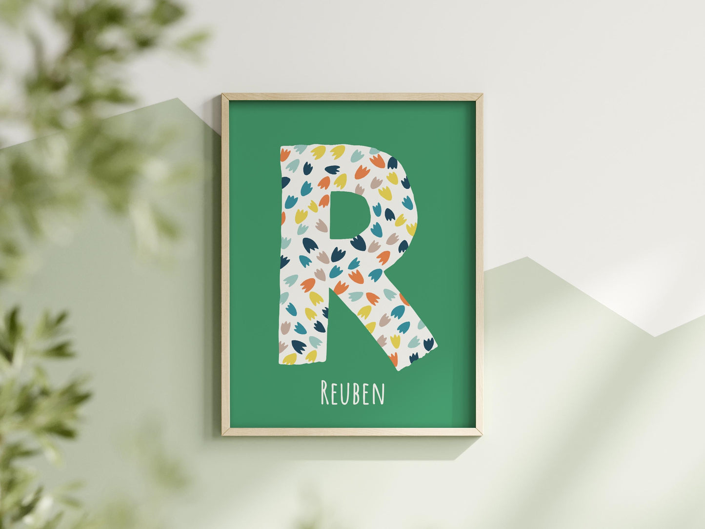 Dinosaur Footprints Custom Name Print: Playroom Wall Art
