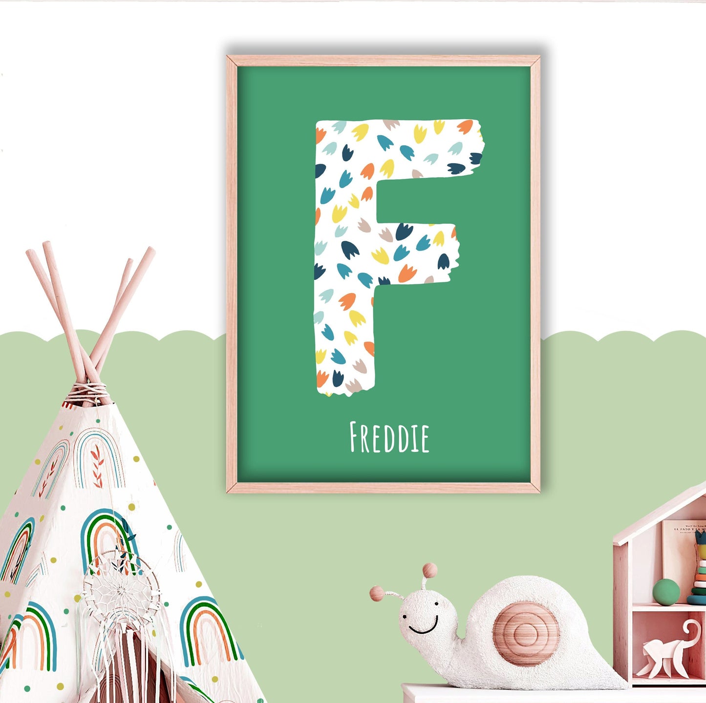 Dinosaur Footprints Custom Name Print: Playroom Wall Art