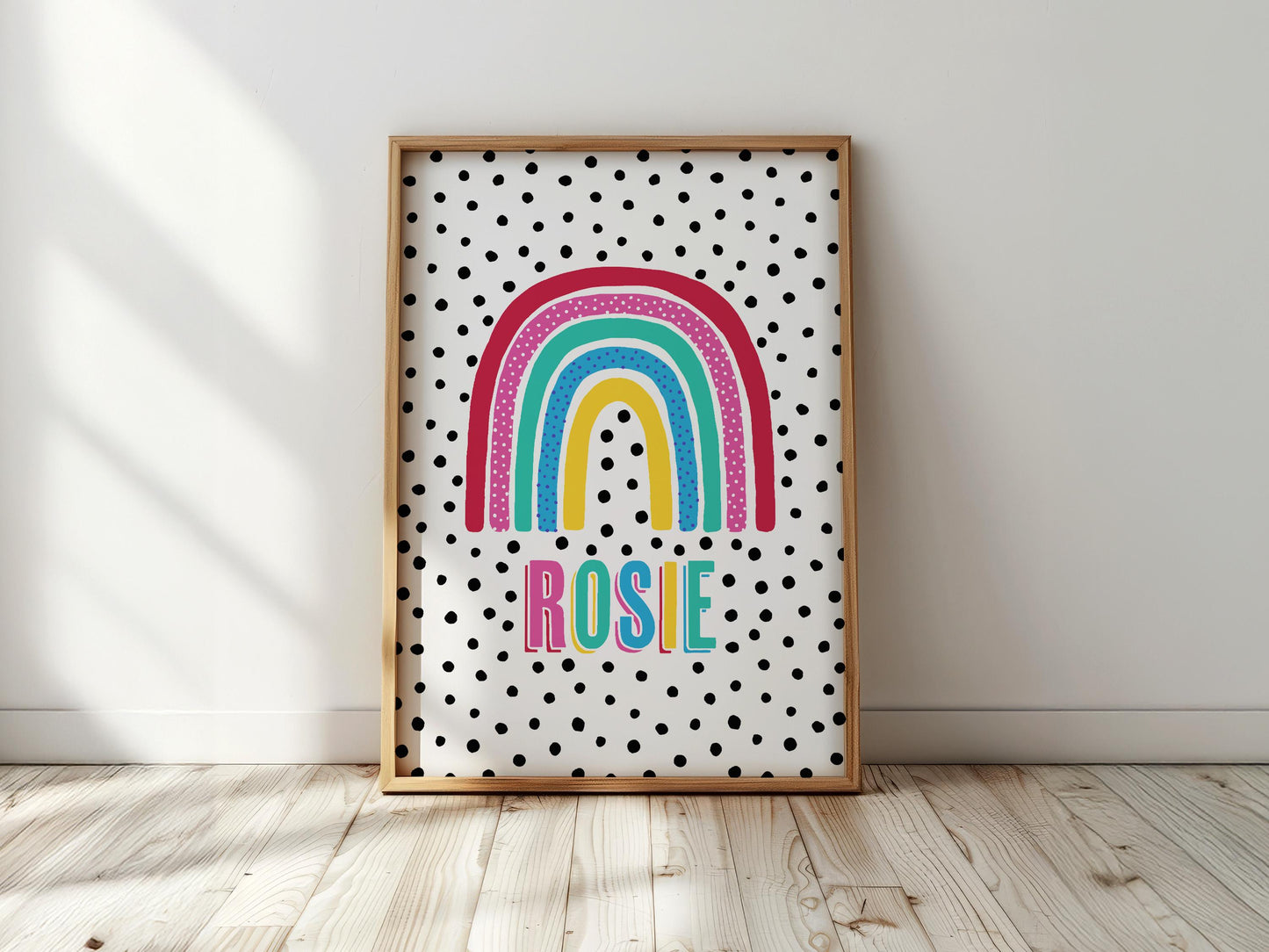 Colourful Personalised Dotty Rainbow - Custom Nursery wall art