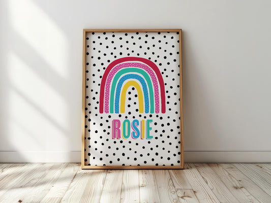 Colourful Personalised Dotty Rainbow - Custom Nursery wall art