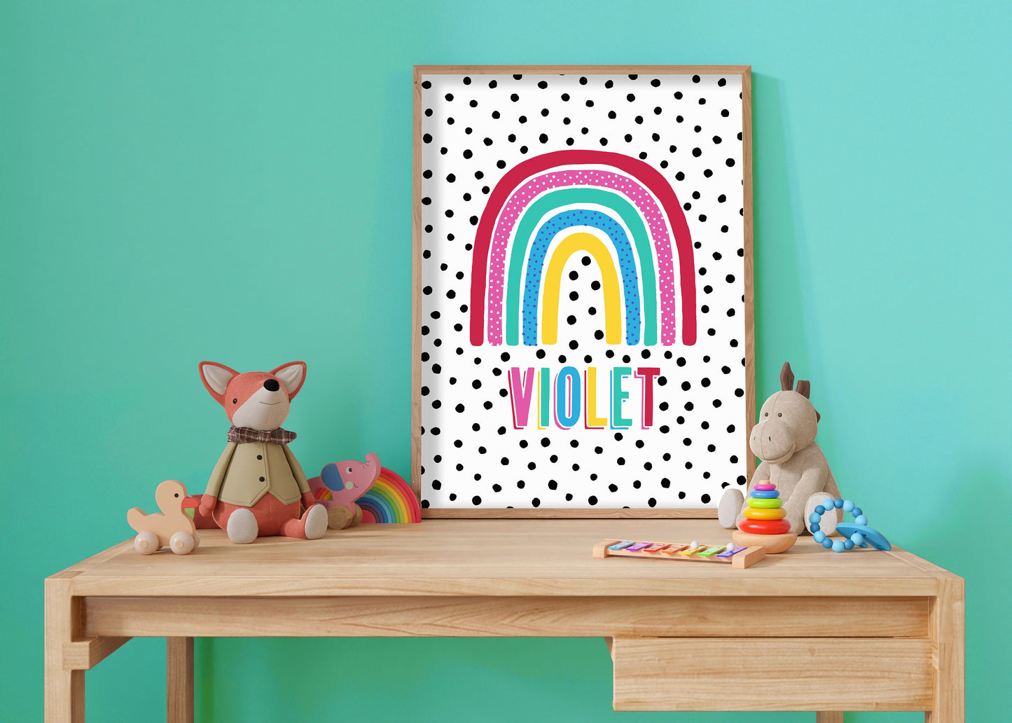 Colourful Personalised Dotty Rainbow - Custom Nursery wall art