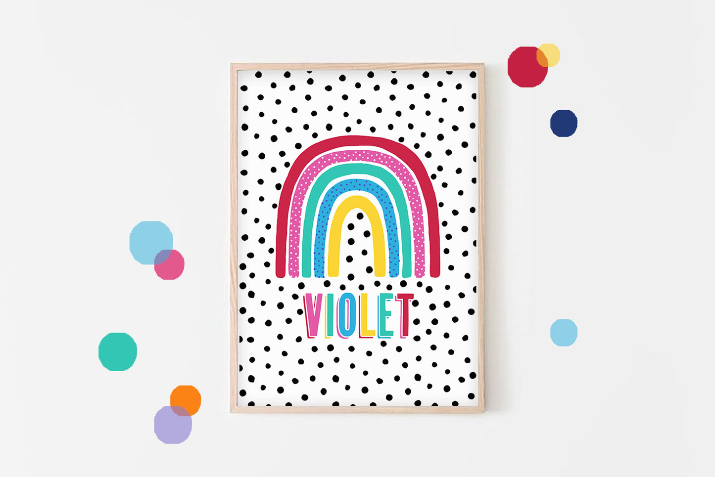 Colourful Personalised Dotty Rainbow - Custom Nursery wall art