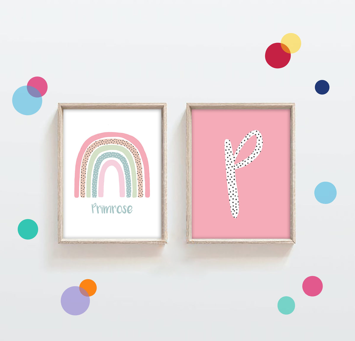 Custom Kids Nursery/Bedroom Wall Art - Custom Name, Initial and Rainbow