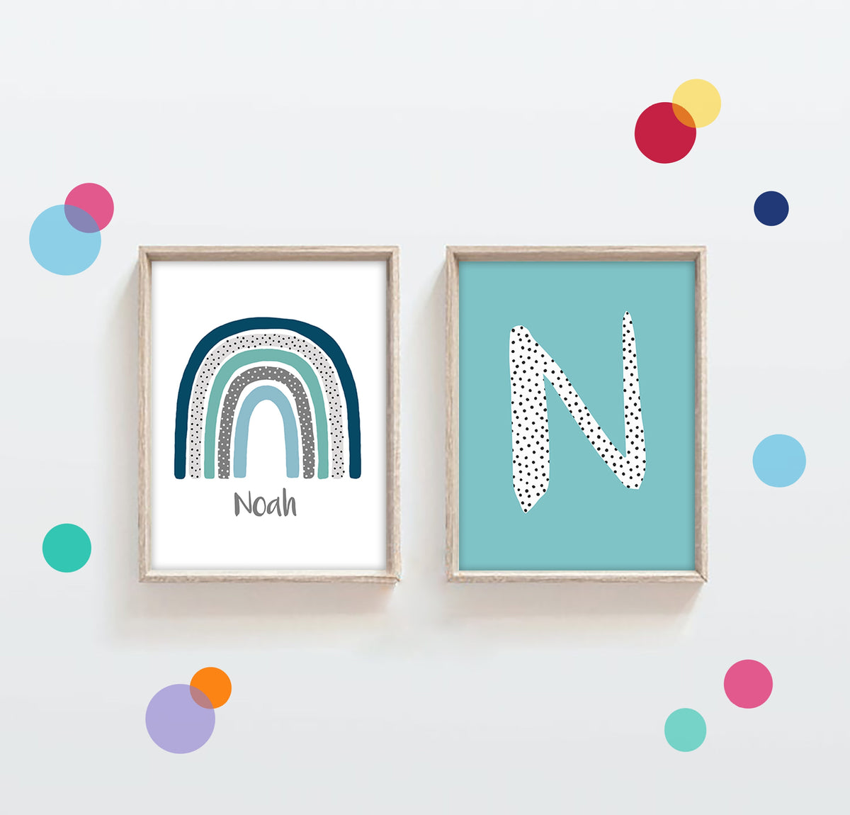 Custom Kids Nursery/Bedroom Wall Art - Custom Name, Initial and Rainbow