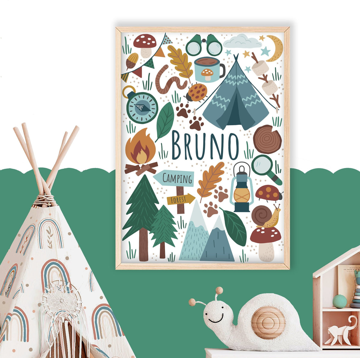 Personalised Camping Adventure Print: Kid's Nursery Wall Art