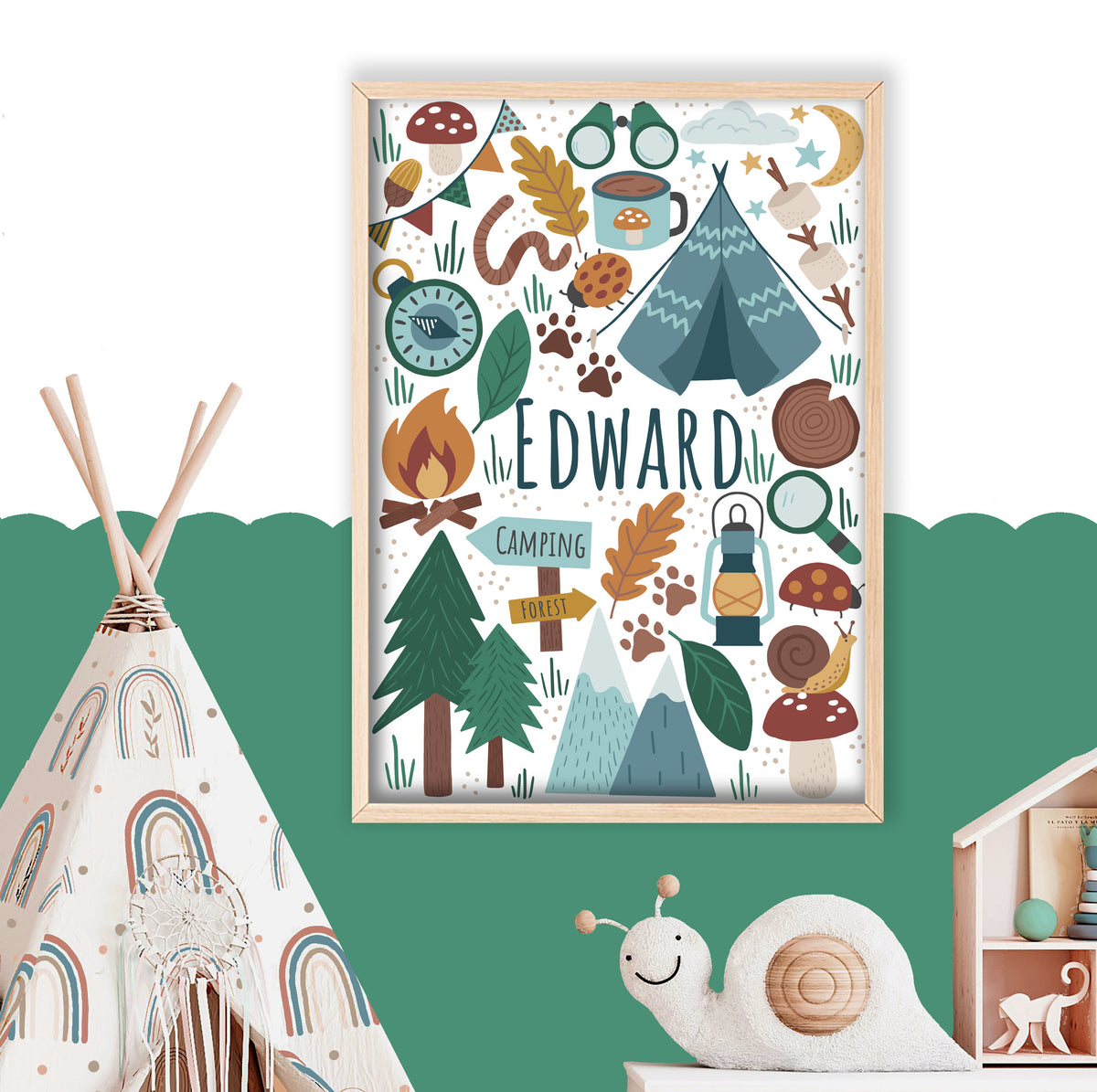 Personalised Camping Adventure Print: Kid's Nursery Wall Art